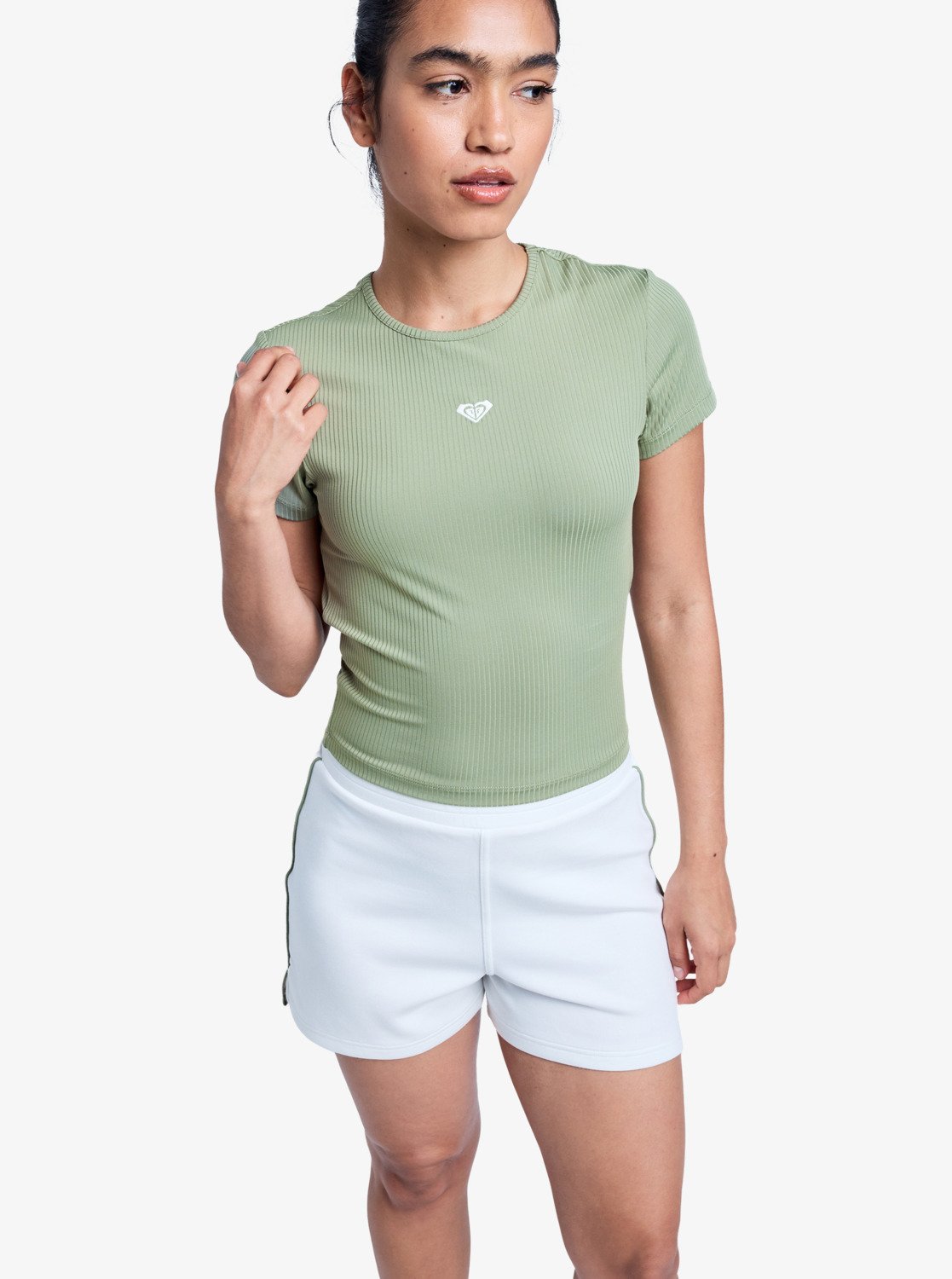 ROXY Rise & Vibe Rib Tee - Kurze Ärmel Workout Top Für Damen