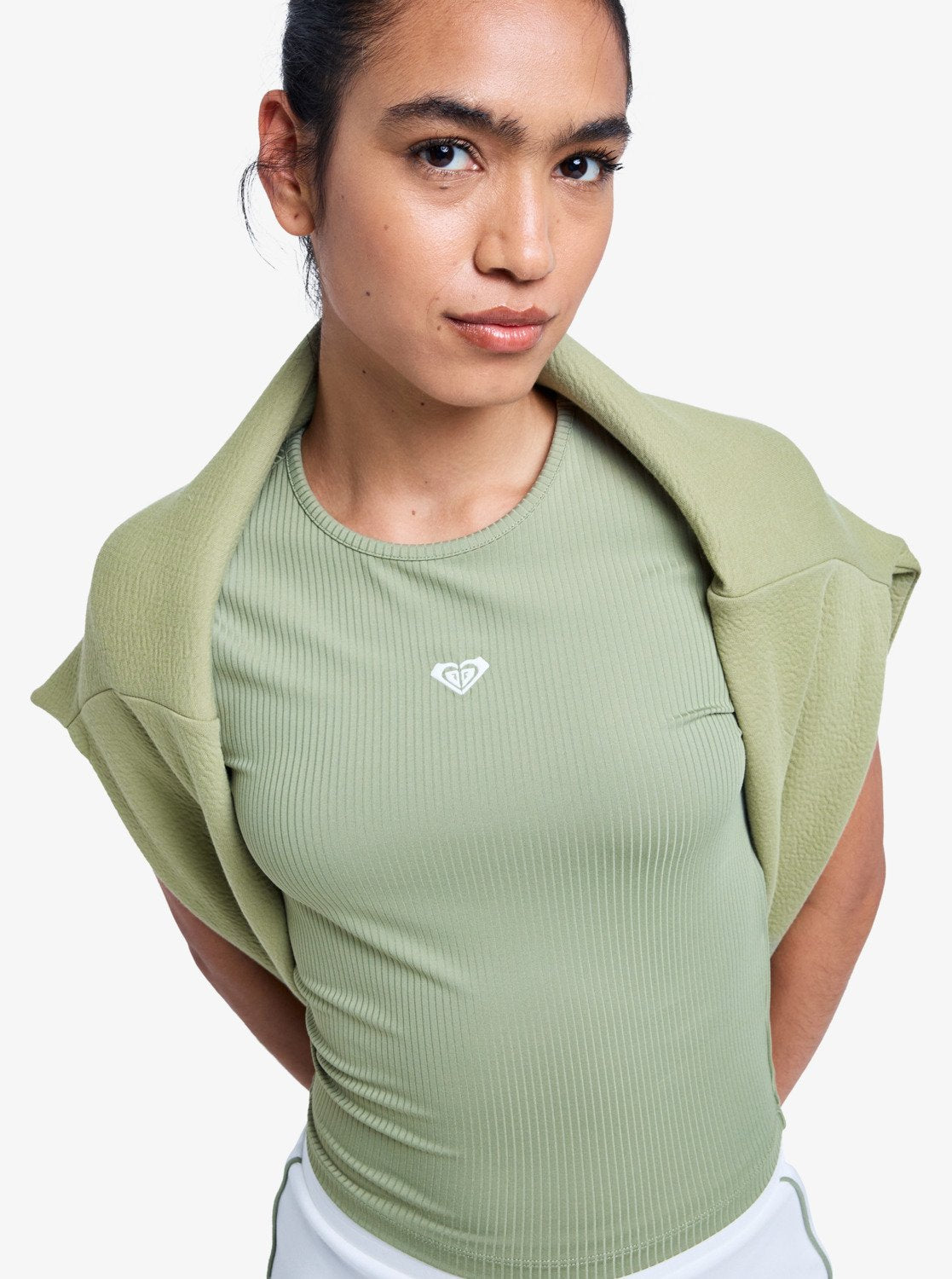 ROXY Rise & Vibe Rib Tee - Kurze Ärmel Workout Top Für Damen
