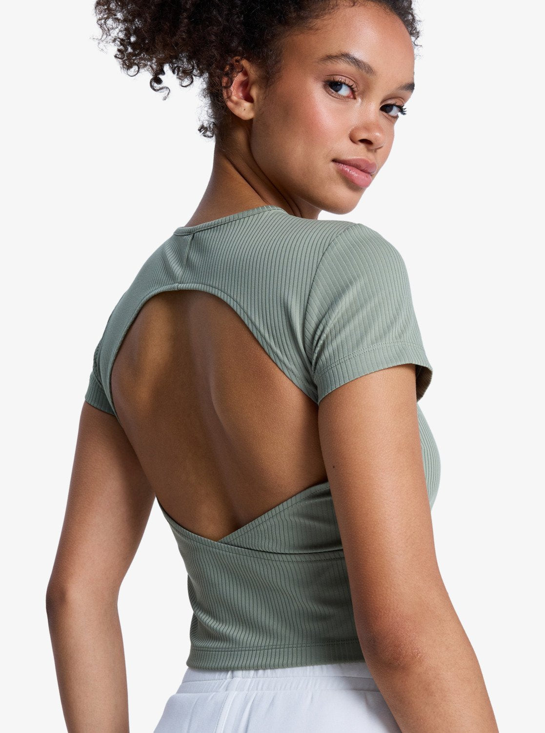 ROXY Rise & Vibe Rib Tee - Kurze Ärmel Workout Top Für Damen