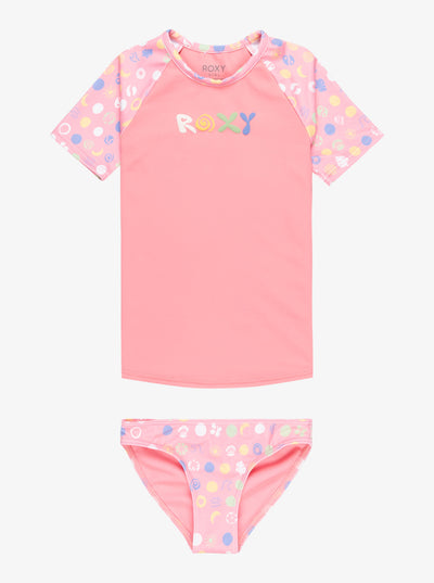 Roxy Dot - Short Sleeves Two-Piece Rashguard Set for Girls 2 - 7