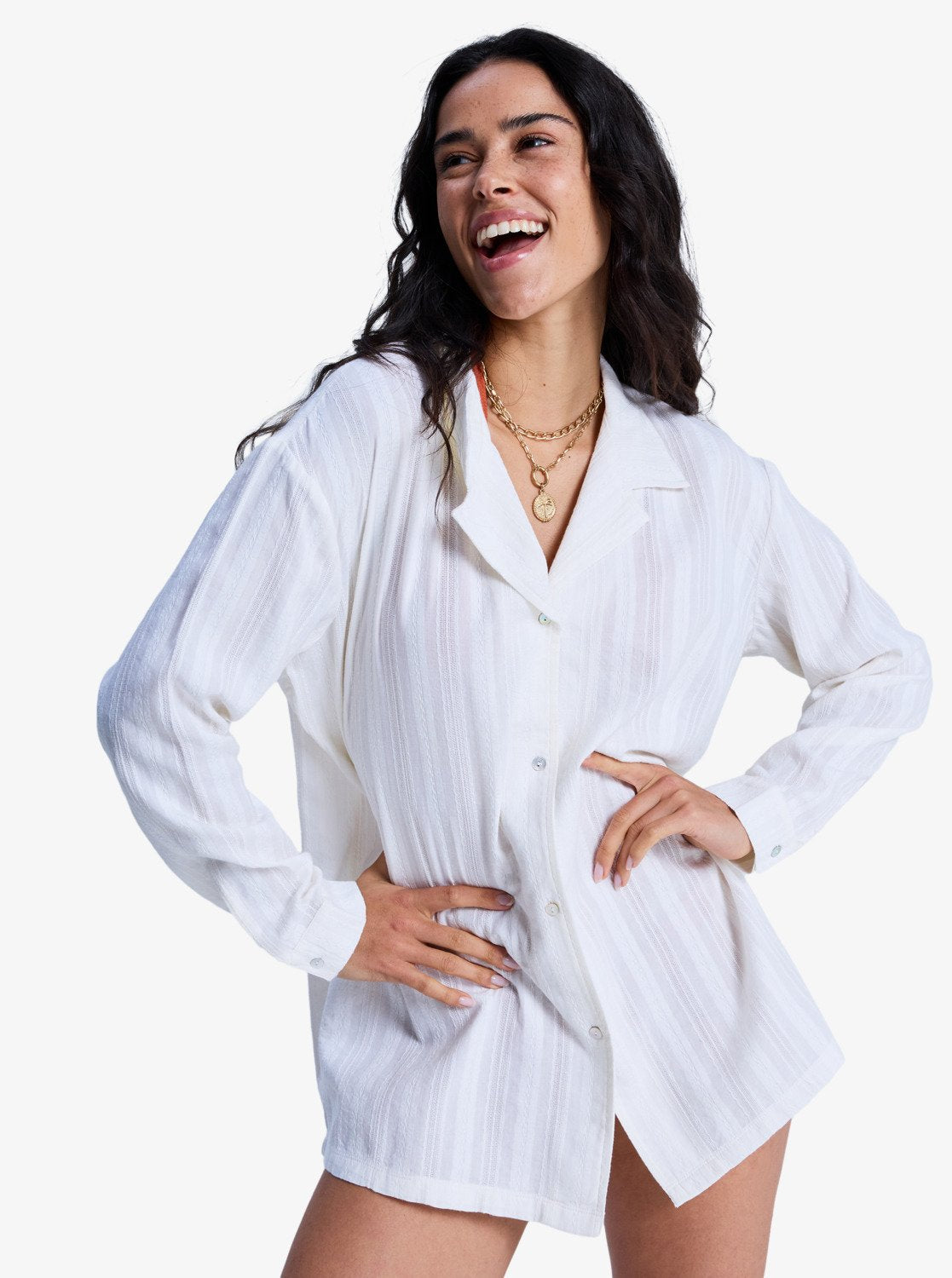 Sunset Back - Beach Cover-Up Shirt Voor Dames